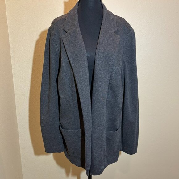 J.Jill Pante Wearever Gray Open Front Knit Blazer Jacket - Picture 2 of 12